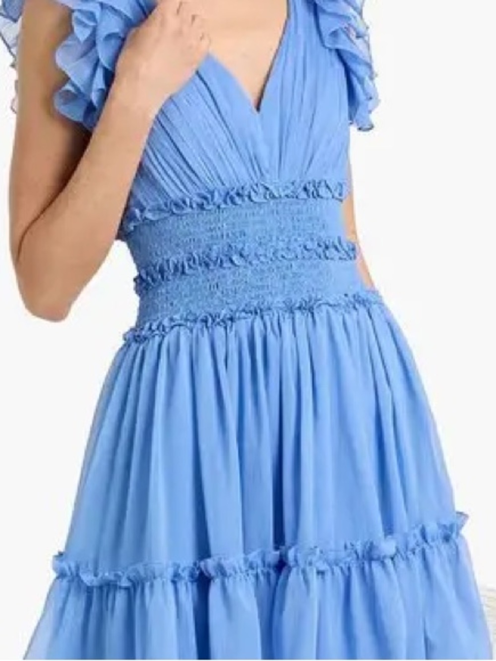 PatBO Light Blue Ruffle Mini Dress - Picture 9 of 9